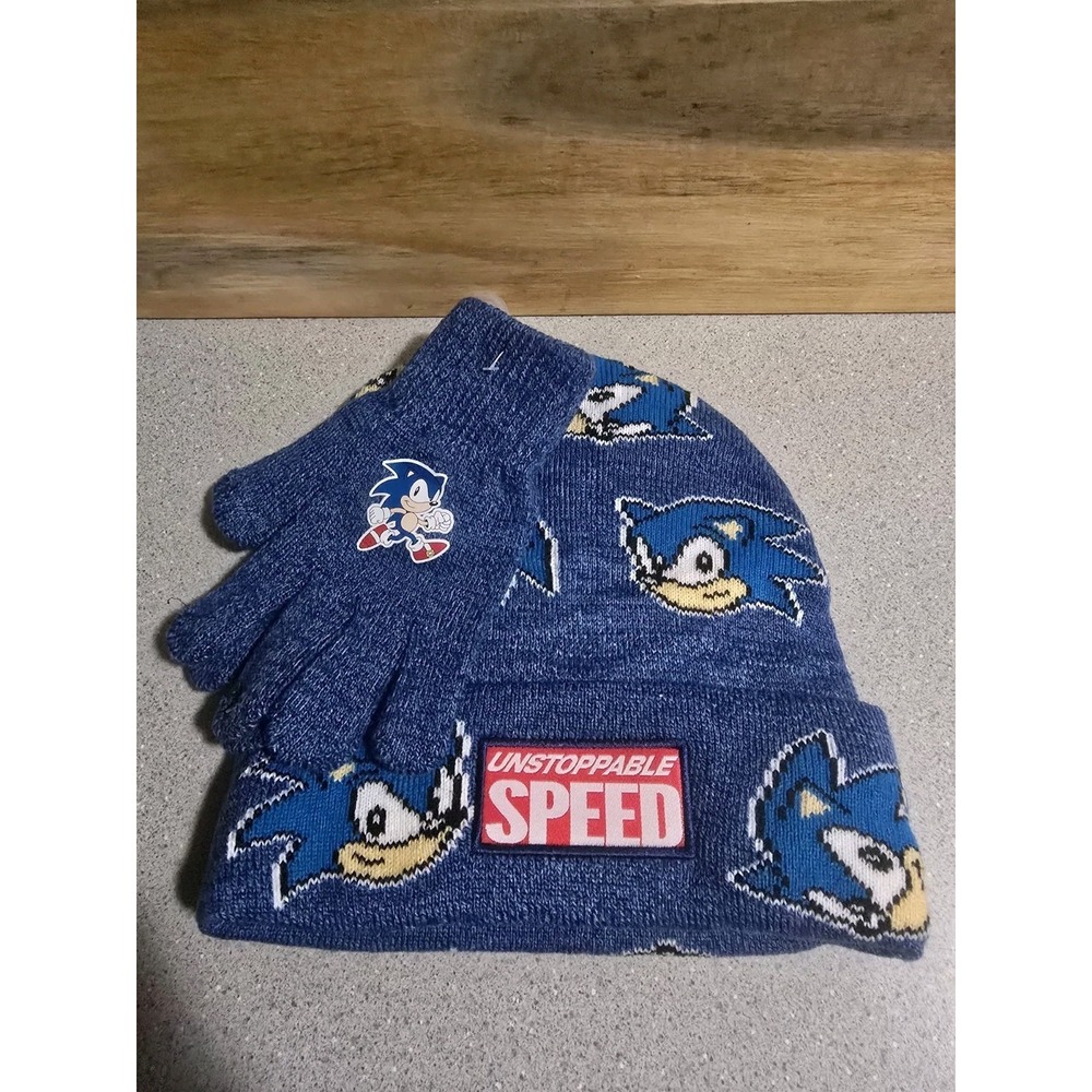 Sonic Winter Stocking Cap And Glove Set, Youth Boys Blue